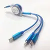 Cable de Carga Telescópico de Cristal TPE Uno a Tres para Huawei Android Apple Multifuncional 2A Cable de Datos Tres en Uno