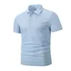 Camiseta Polo de Doble Talla Asiática y Europea de Manga Corta de Verano Delgada Moda Color Sólido Cuello Camisero Ropa de Trabajo Casual 10 Colores