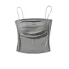 Camisola com Alças para Mulheres, Sexy e Estilosa, Adequada para Usar por Cima ou por Baixo, Corte Justo, Lindo Design nas Costas, Verão 2026, com Bojos Embutidos e Detalhes Franzidos
