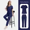 Roupa de trabalho médica de duas peças multicolorida, uniformes cirúrgicos elásticos para vendas transfronteiriças, uniformes cirúrgicos para hospitais e clínicas de animais de estimação