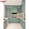Gabinetes de Madera Maciza Franceses Claros Personalizados para Toda la Casa Estilo Americano Europeo Retro Verde Cocina Gabinetes de Cocina de Celebridad de Internet Fábrica Personalizada