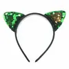 Amazon transfronterizo tela de lentejuelas reversibles diadema de orejas de gato tocado infantil diadema de orejas de gato hebilla de cabeza en stock