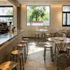 Banqueta Antiestática de Aço Inoxidável Loja de Chá com Leite Lanchonete Cadeira de Espera Conjunto de Mesa e Cadeiras para Restaurante Empilhável Economiza Espaço