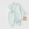 Macacão infantil para primavera e outono, macacão de algodão puro para engatinhar para meninos e meninas, pijama sem costura Classe A para casa