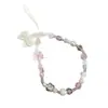 Nuevo Estilo Fabricante de Cuerda de Mano Venta Directa Cadena de Teléfono Móvil de Cristal de Gama Alta Colgante Nueva Cadena de Perlas Cadena Colgante Pulsera Rosa Agua