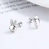 Pendientes de Hilo de Conejo Lindo y Rábano para Mujer de Plata de Ley 925 Nuevos Sencillos Pendientes Versátiles Joyería para Orejas Elegante ins