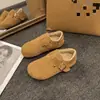 Zapatos tipo Birkenstock con forro de felpa para mujer, moda otoño/invierno 2026, nuevo diseño versátil, zapatos cálidos de algodón, planos retro sin cordones