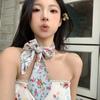 Bufanda Larga Retro Floral de Alta Calidad para Mujer 2025 Primavera Nueva Estilo Pastoral Decoración de Cuello Cinta para el Cabello Atar Bolsa Moda