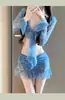Nuevo Bikini para Mujer, Estilo Celebridad de Internet, Conjunto de Cuatro Piezas, Protección Solar, Playa, Ultra Sexy, Adelgazante, Puro Deseo, Traje de Baño de Manga Larga