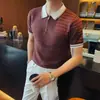 Compras Online Dropshipping Verão Masculino Nova Camisa Polo Meio Zíper, Texturizada Leve Luxo Estilosa Business Malha Manga Curta Camiseta