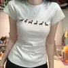 Camiseta de Manga Curta com Letras Estilo Retro Americano para Mulheres, Estilo Quente de Verão, Slim Fit, Valoriza a Silhueta, Top Estilo Garota Spicy