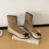 Caña de bota estrella de cinco puntas de moda otoño tacón oculto botines Chelsea ajustados calcetines elásticos botines mujer negro