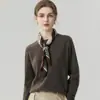 Suave y pegajoso~Top básico de punto 100% cachemir con cuello redondo simple para mujer, jersey de otoño e invierno, para usar en capas, para ir al trabajo, suéter de interior