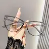 Gafas Retro Triangulares Cat-Eye de Prescripción para Caras Cuadradas y Redondas, Montura de Aspecto Natural, Gafas de Montura Grande para Mujeres con Miopía