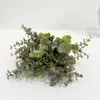 Plantas verdes simuladas com Yang, com 5 cabeças e 3 ramos, folhas redondas brancas em spray, decoração de engenharia Yugali, parede de fundo de casa, decoração de sala de estar
