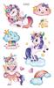 Em estoque Adesivos de tatuagem infantil com glitter de unicórnio, ecológicos, seguros, à prova d'água, com desenhos animados fofos para meninas, para uso internacional.
