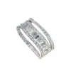 Anillo Geométrico Abierto de Cobre Electrochapado con Circonita de Venta Caliente Transfronteriza Estilo Mismo de Xiaohongshu Anillo para Dedo Índice Joyería de Moda de Gama Alta