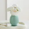Estilo ins flor de tulipán artificial adorno de escritorio flor de margarita pequeña flor falsa jarrón de cerámica crema decoración de sala de estar dormitorio