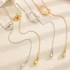 Moda de Joyería Transfronteriza Europea y Americana Collar de Serpiente Cuadrado Metálico Irregular Cadena para Clavícula con Colgante Simple de Gota de Agua CCB