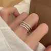 Anillo de tres capas de línea de plata de ley S925 para mujer, elegante, retorcido, geométrico, de alta gama, estilo frío, anillo para el dedo índice