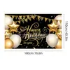 Novos adereços de decoração de aniversário transfronteiriços: Bandeiras decorativas de poliéster 100D, tecido para fundo de aniversário, faixas e dísticos personalizados