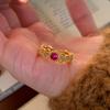 Anillo de esmeril estilo palacio chino, estilo nacional, con esmalte cloisonné y flor en forma de ventana, para mujer.
