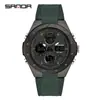 Reloj Estudiante Sanda Pantalla Dual Multifuncional Despertador 2 Zonas Horarias Moda Tendencia Reloj Electrónico Resistente al Agua Luminoso Reloj de Pulsera para Hombres Mujeres