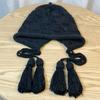 Sombrero Rojo de Año Nuevo para Mujer Otoño e Invierno Cálido Lana Borla Gorro Hecho a Mano Tejido Gorro Protección para las Orejas Japonés ins