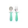 Juego de Cubiertos de Acero Inoxidable para Niños con Mango de Silicona, Tenedor y Cuchara de Mango Corto para Bebés, Vajilla de Juego de Tenedor y Cuchara para Bebés