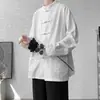 Camisa de Lino Traje Tang Estilo Chino para Hombre Manga Larga Algodón y Lino Traje de Túnica China para Hombre Han Suit Nuevo Estilo Chino Traje de Té Chaqueta Mama Abrigo