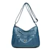 Bolso de Madre de Cuero Lavado Vintage, Bolso Multicapa de Gran Capacidad para Mujeres de Mediana Edad y Mayores, Modelo Nuevo 2026 Bolso Cuadrado Pequeño de Hombro Cruzado