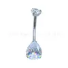Aleación de Titanio Astmf-136 Espejo Finamente Tallado 8*10 Gota de Agua Grande Clavo de Ombligo G23 Titanio Nuevo Piercing de Ombligo con Rosca Interna