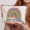 Bolsa cosmética con estampado en inglés para el Día del Maestro Transfronterizo, para guardar a mano, perezosa, portátil, bolsa de viaje, neceser