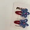 Par de pinzas para el pelo de flor de lana de color nuevo para niños, pinza para el pelo de bebé, pinza para flequillo