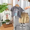 Conjunto de Verão para Meninos Transfronteiriço 2025 Novo Estilo Bebê Desenho Animado Manga Curta Conjunto de Duas Peças Roupas de Verão para Bebê