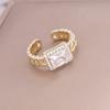 Anel Quadrado de Zircônia Transfronteiriço Novo Europeu e Americano Feminino Cobre Microincrustado Pulseira Totalmente Cravejada Moda Joias INS R44