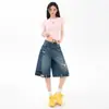 Pantalones Cortos Vintage Azules Desgastados con Diseño Irregular Roto para Mujer, Moda Veraniega 2026 Nuevo Tendencia Versátil