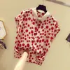 Nova blusa estilo ano todo poá chiffon feminina versão coreana que rejuvenesce design estiloso senso de design nicho manga curta