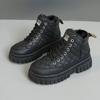 [Personalizado] Q501 Nuevos Zapatos de Invierno 2024 para Mujer Color Puro Zapatos de Algodón Cálidos de Caña Alta Simples Suela Gruesa Forro de Felpa Aumento de Altura