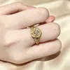 Anillo de Flor de Rosa con Diamantes Completos Nuevo para Mujer Versátil Personalidad Lujo Ligero Sensación de Gama Alta Abierto Ajustable Anillo de Dedo