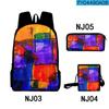 2022 InDepenDent Station Tie-Dye Graffiti Pintura a Óleo Impressão Digital 3D Mochila Escolar de Três Peças Mochila Estojo para Estudantes do Ensino Fundamental e Médio