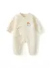 Roupas para bebê recém-nascido para outono e inverno, macacão de peça única para recém-nascidos, algodão fino, sem costura, macacão quente de três camadas com proteção para a barriga