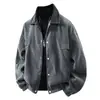 Chaqueta Casual Gruesa de Chenilla de Sarga de Seda Plateada 350g Chaqueta de Solapa de Negocios Casual para Hombre Falsa