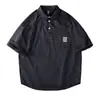 Camisa Polo Retro Lavada de Manga Corta para Hombre Peso Pesado Americano Verano Marca de Moda Silueta Holgada Camiseta Japonesa de Algodón Puro para Hombre de Moda