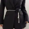 Corrente de Cintura Estilo Chanel Pérola de Camélia Floral Preto e Branco Cinto Versátil Cinto para Vestido Camisa Decoração de Corrente de Cintura