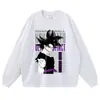 En Stock Marca de Moda Camiseta Lavada Desgastada Cuello Redondo Patrón de Anime Hombro Caído Corte Holgado Verano Casual Manga Larga Manga Corta
