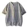 Nueva Camiseta de Manga Corta Rota Estilo Verano para Hombre, Camiseta de Media Manga Holgada Estilo Americano, Top Trendy con Cuello en V para Hombre