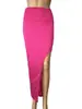 AliExpress ebay Produtos Saia Longa Sexy Cintura Alta Fenda Lateral Quadril Colorida Multicolor Exposta Perna Saia Longa