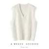 Chaleco de Punto de Cachemir con Cuello en V Otoño Invierno Transfronterizo para Mujer Suéter Grueso sin Mangas para Ponerse Encima Holgado Color Sólido Ropa Exterior Cárdigan