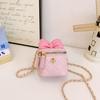 Bolsa Infantil 2024 Novo Estilo Estilo Pequeno Fragrante Fio Bordado Mini Bolsa Balde Bolsa Transversal de Corrente com Laço Fofo Porta Batom